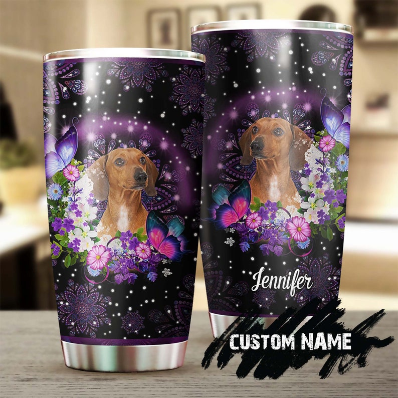 Violet Mandala Dachshund Personalized Custom Tumbler- Mother'S Day Gift For Dachshund Mom- Gift For Dachshund Lover Dog Lover Gift Idea