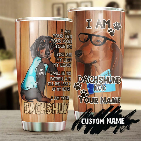 Dachshund Dad Personalized Custom Tumbler- Father'S Day Gift For Dachshund Dad- Gift For Dachshund Lover Dog Lover Gift Idea