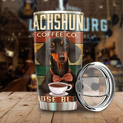 Funny Dachshund Coffee Company Vintage Tumbler- Gift For Dachshund Dad Dachshund Mom- Gift For Dachshund Lover Dog Lover Gift