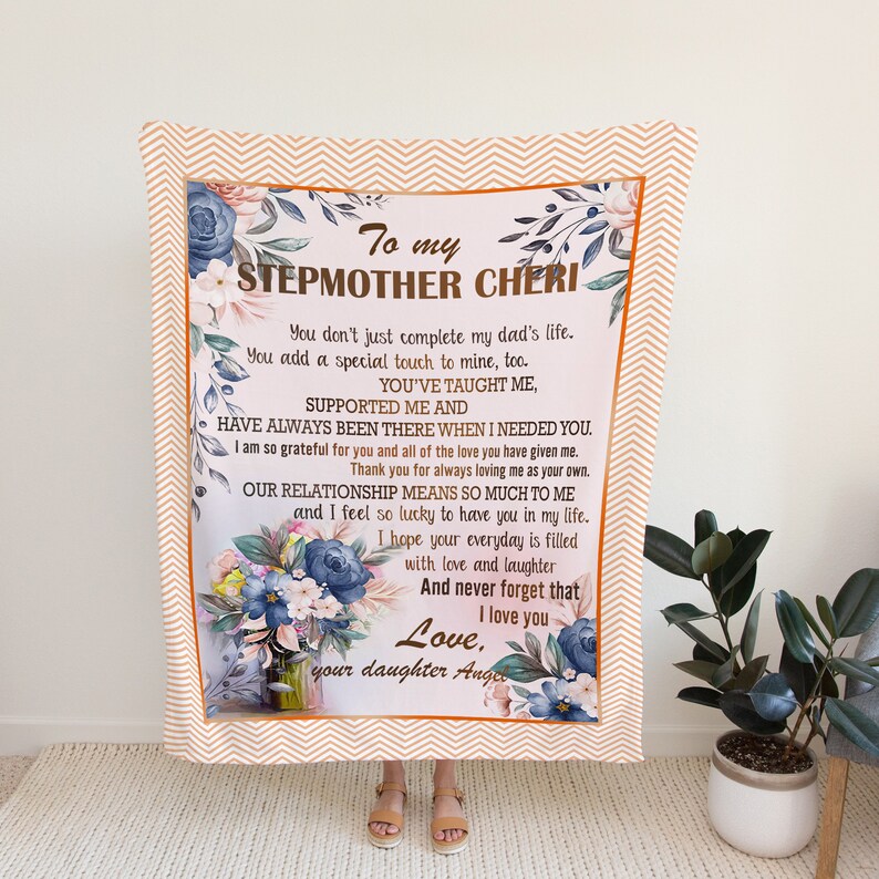 To My Stepmother Blanket, Personalized Name Blanket, Mother's Day Gift Family Blanket, Blanket For Mom, Blankets For Gift, Happy Mother's Day Blanket