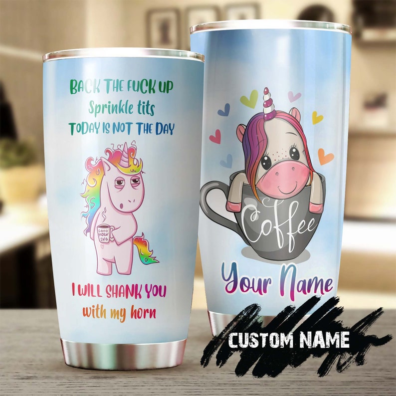 Unicorn Love Coffee Shank You With My Horn Personalized Coffee Tumbler-Birthday Christmas Gift For Coffee Lover For Him For Her