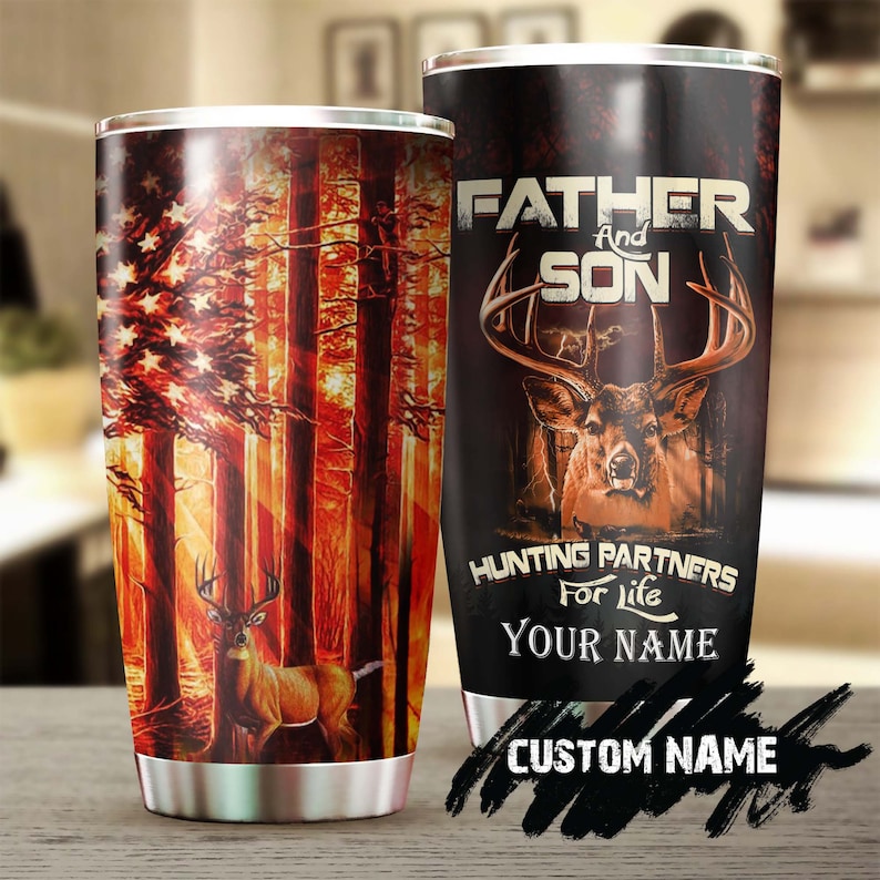 Father And Son Hunting Partners For Life Personalized Tumbler-Birthday Gift Christmas Gift Father'S Day Gift For Father Dad For Son