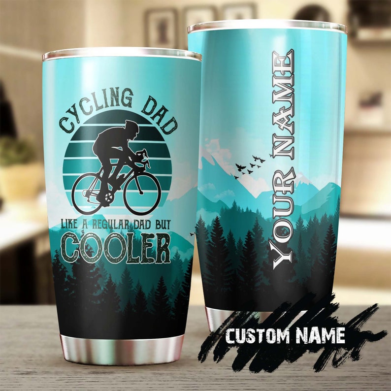 Cycling Dad Much Cooler Personalized Tumbler-Birthday Gift Christmas Gift Father'S Day Gift For Dad From Son From Daughter