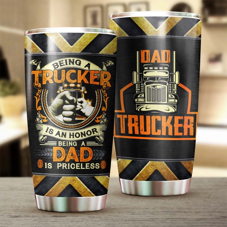 Trucker Dad Being A Dad Is Priceless Tumbler-Birthday Gift Christmas Gift Father'S Day Gift For Dad From Son