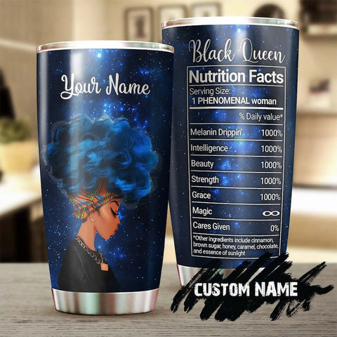 Women Black Queen Nutrition Facts Personalized Tumbler-Black Women Tumbler -Birthday Gift Christmas Gift For Black Women-Bw Present