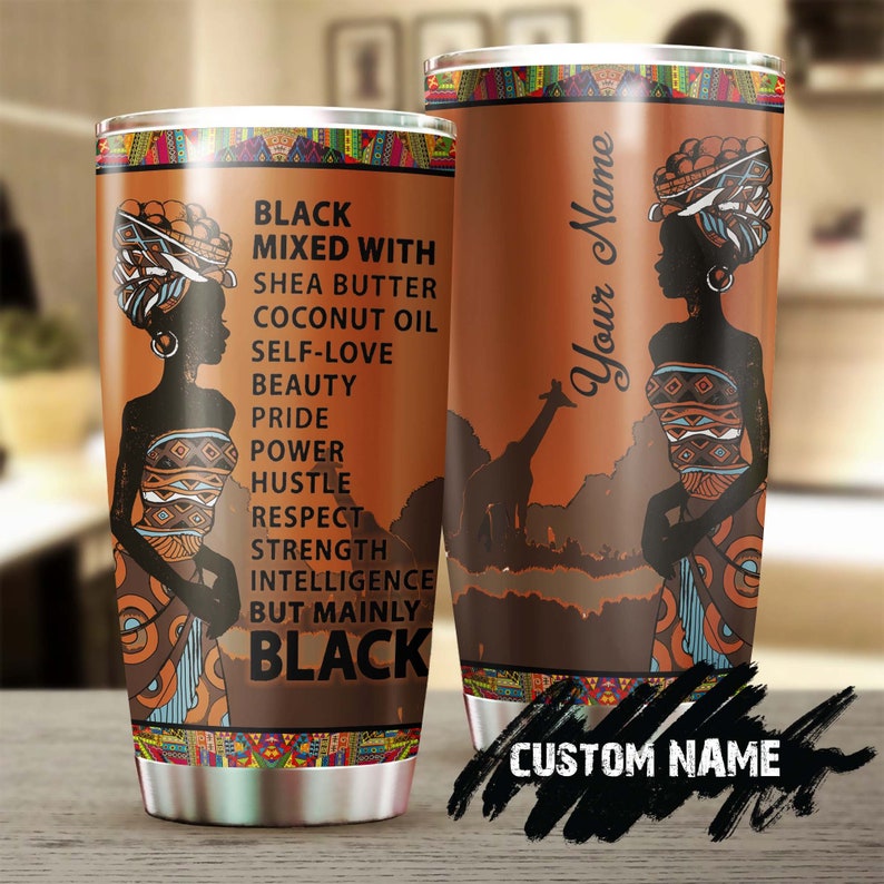 African American Woman Personalized Tumbler-African Tumbler -Birthday Gift Christmas Gift For African Friend-African Present