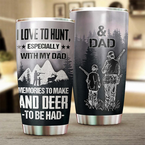 Hunting Dad And Son I Love Hunting With My Dad Tumbler-Birthday Gift Christmas Gift Father'S Day Gift For Dad From Son