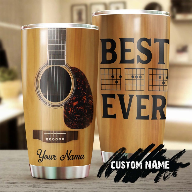 Guitar Surface Best Dad Ever Personalized Tumbler-Birthday Gift Christmas Gift Father'S Day Gift For Guitar Dad Father From Son Daughter