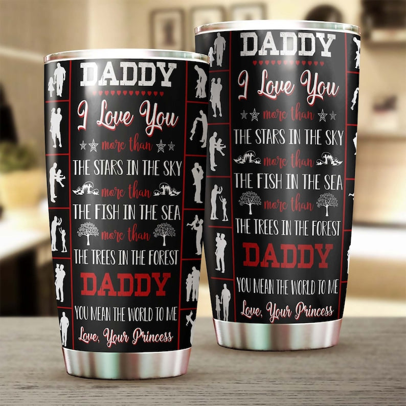 Dad I Love You More Than The Stars In The Sky Tumbler-Birthday Christmas Father'S Day Gift For Dad From Son From Daughter