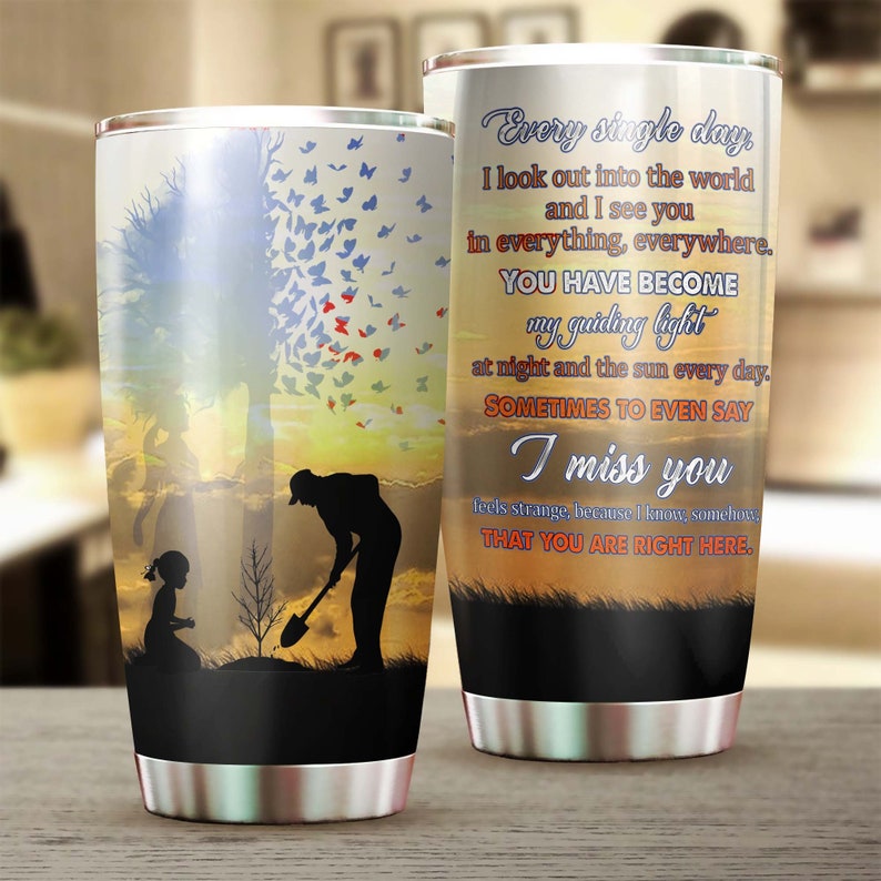 Personalized My Dad My Guiding Light I Miss You Stainless Steel Tumbler- Memorial Gift Dad - Gift For Her For Daughter