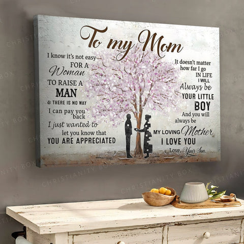 To My Mom Canvas Wall Art, mother's Day Gift From Sons, Home Wall Decoration