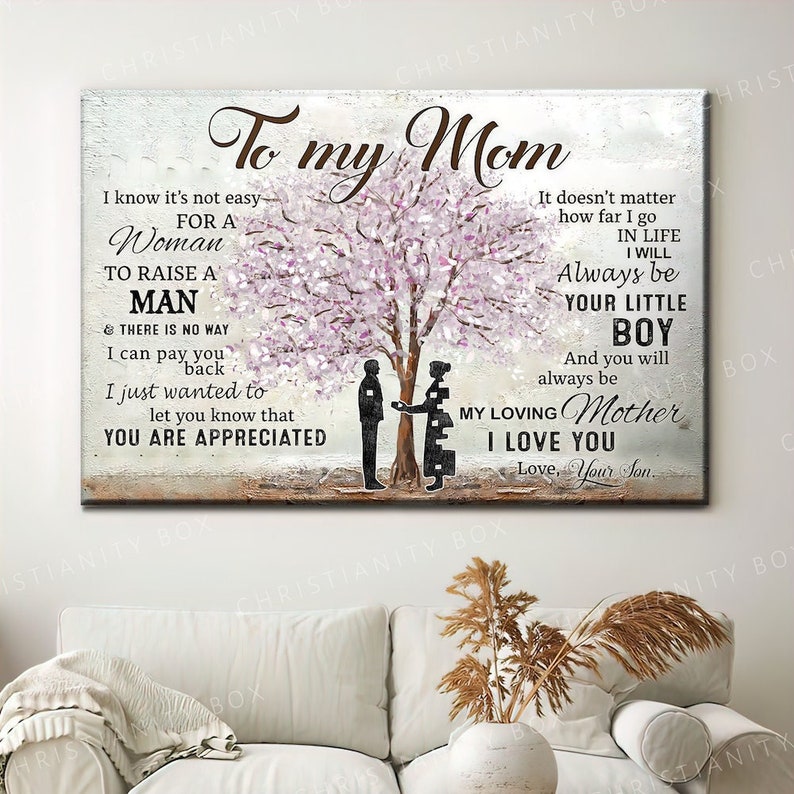 To My Mom Canvas Wall Art, mother's Day Gift From Sons, Home Wall Decoration