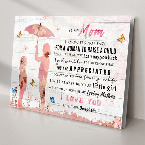 To My Mom From Daughters Mother's Day Gift Canvas Wall Art, Gift From Kids Daughters, Home Wall Decoration