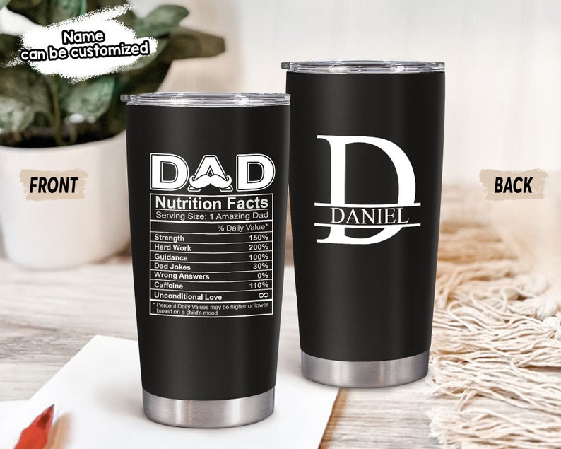 Personalized Gifts For Dad From Daughter Son Kids, Dad Nutritional Facts, Dad Tumbler, Funny Gifts For Dad, Fathers Day Gifts