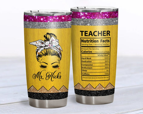 Teacher Tumbler, Teacher Nutrition Fact, Gift For Teacher, Teacher Appreciation Gift, Teacher Thank You, Principal Gift, New Teacher Tumbler, Back To School Gift