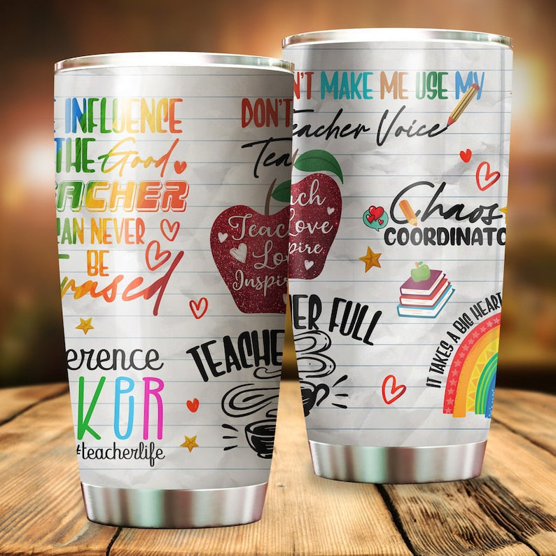 Rainbow Glitter Teacher Tumbler Teach Love Inspire Sublimation Gift For Teacher Back To School Tumbler, Gift For Teacher, Rainbow Lover Gift