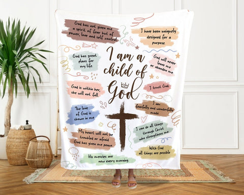 Christian Valentine Birthday Gifts, Bible Verse Throw Blanket, Christian Gifts For Women, I am A Child of God, Baptism Gifts, Religious Gifts Women