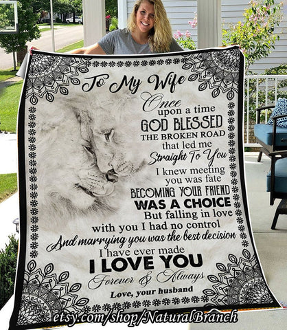 To My Wife Fleece Sherpa Blanket Personalized blanket, Birthday Valentine Gift From Wife Husband To Wife Love from husband