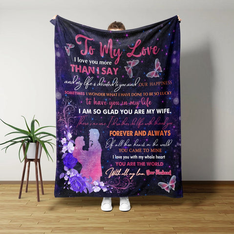 To My Wife Personalize Blanket, Valentine Birthday Anniversary Gift To wife Husband Love Blanket, Custom Name Blanket