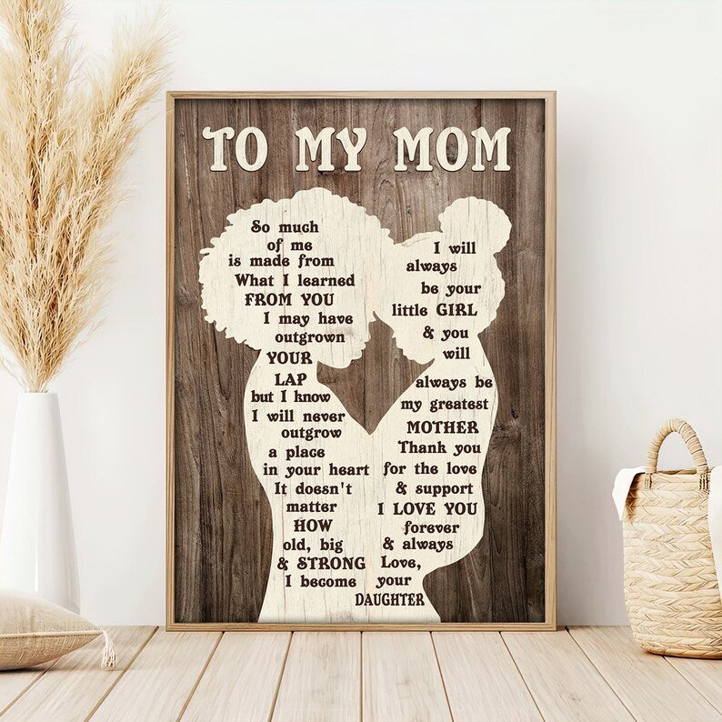 To My Mom Black Mom Canvas, Mother's Day Gift to Black Mother From Kids daughters, Home Wall Decoration