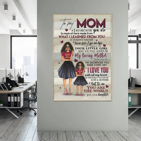 Mother's day gift Wall Art Canvas, Afro Mom Poster, Mothers Day Gift, Family Wall Decor