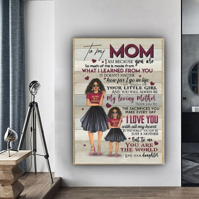 Mother's day gift Wall Art Canvas, Afro Mom Poster, Mothers Day Gift, Family Wall Decor