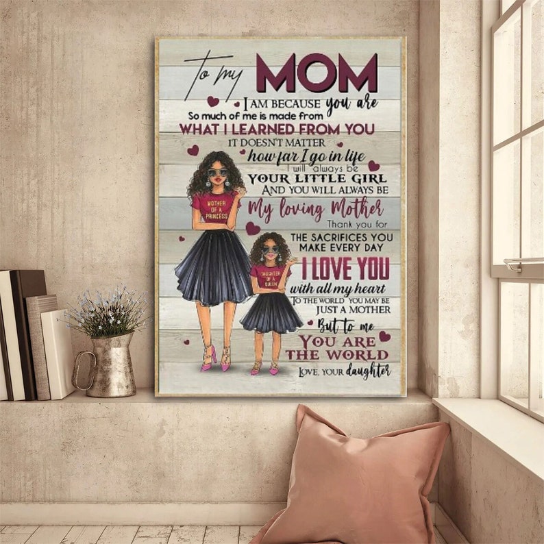 Mother's day gift Wall Art Canvas, Afro Mom Poster, Mothers Day Gift, Family Wall Decor