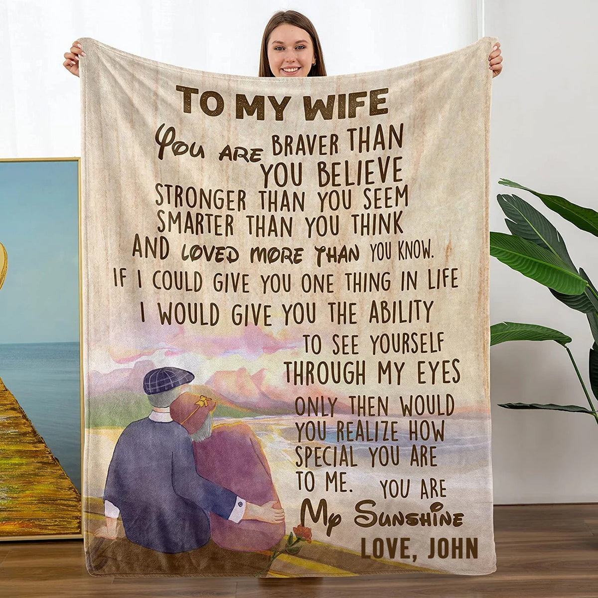 To My Wife Throw Blanket From Husband Valentines Birthday Anniversary Personalization Gift Soft Warm Bed Blanket